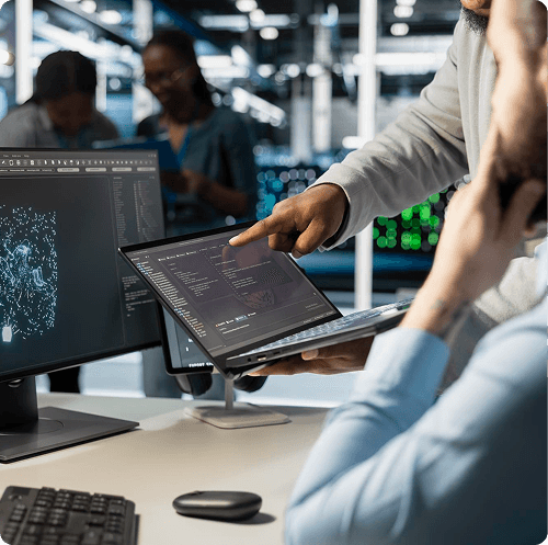 Professionals working on technology